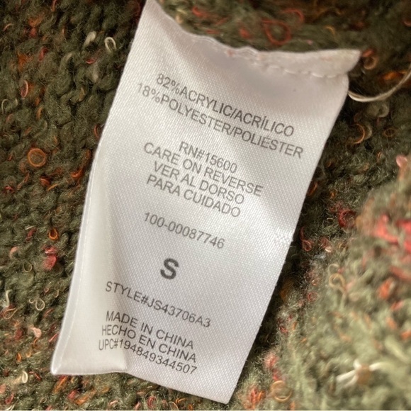 Jolt Green Orange Fall Crop Knitted Woven Pullover Sweater Size Small - Picture 7 of 9